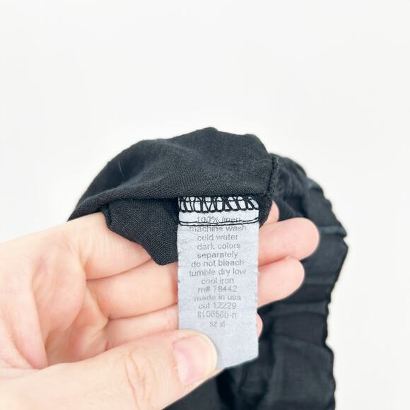 Allen Allen Womens Minimalist Beachy‎ Pull On Wide Leg 100% Linen Pants XL Black - Picture 6 of 7